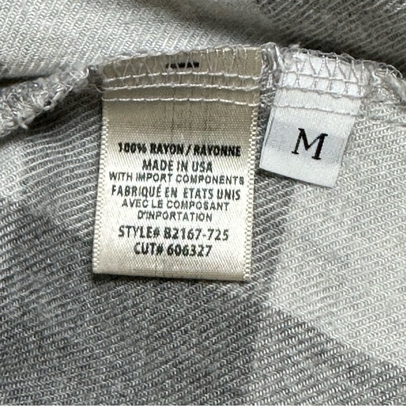 Bella Dahl Women’s Flannel Lace Up Neck Long Sleeve Tunic Heather Gray Tartan M - Picture 6 of 8